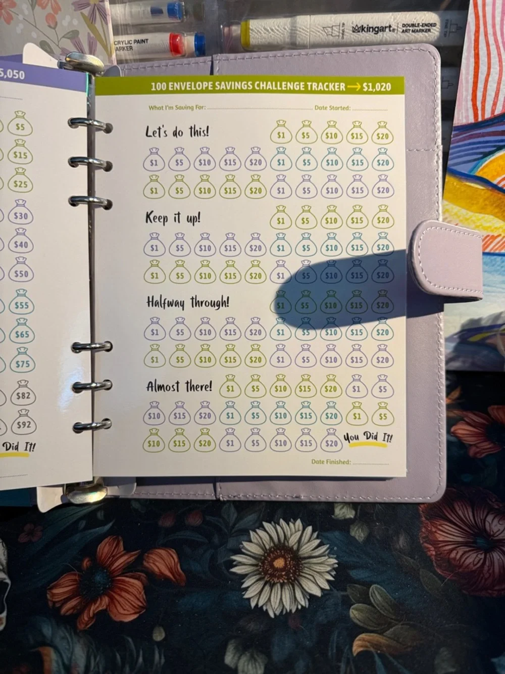 My 100 envelope savings challenge binder. New